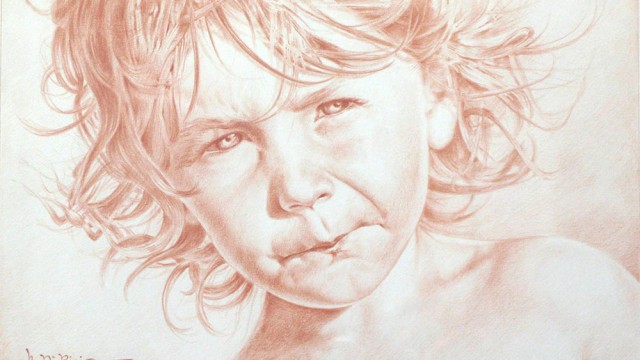 358 - Ritratto di bambina, anno 1988, sanguigna, cm 30x20